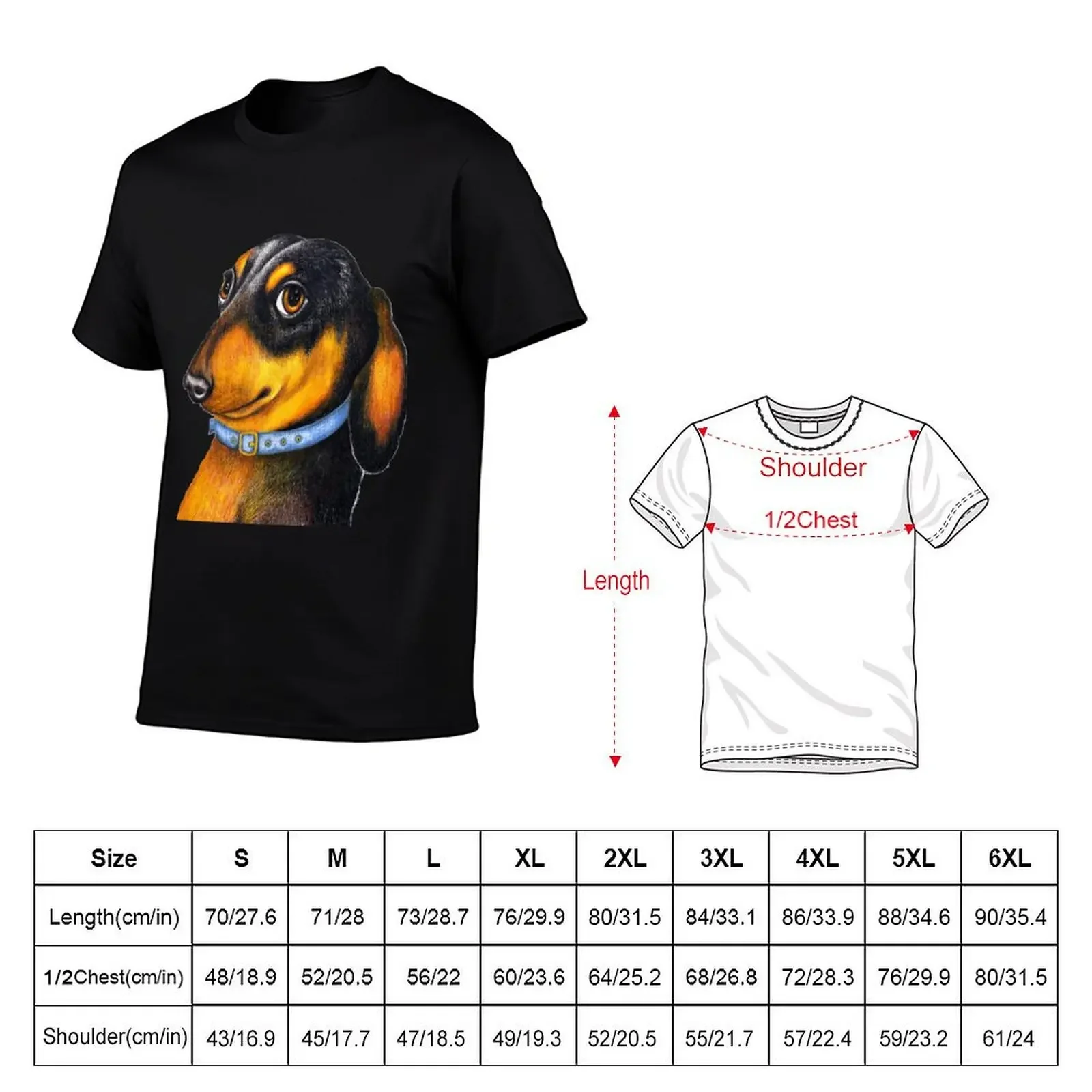 Dachshund pencil portrait T-Shirt cute tops plain plain white t shirts men