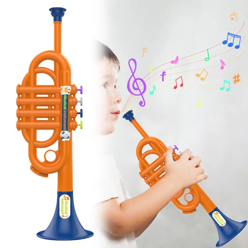 1PC Musical Trumpet Toys Colorful Baby Music Toys Cartoon Plastic Playing Instruments for Kids Early Education Random Color