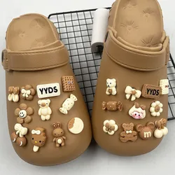 YYDS Brown Theme Series Hole Shoe Charms Accessories Shoe Buckle Bear Sunflower Shoes Flower DIY Shoes Decorations