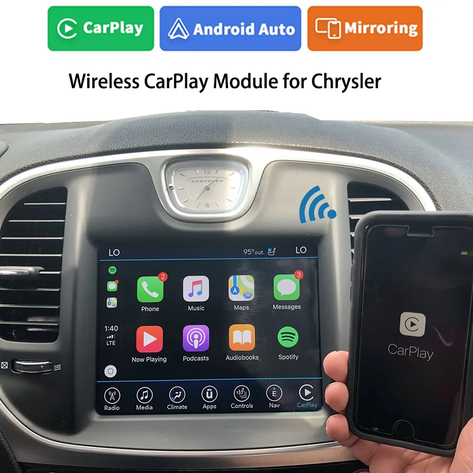 iCarPlay Wireless AA Android Auto Adapter Apple CarPlay Device for Chysler 300 Limited with Uconnect System