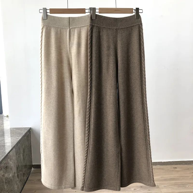 

Primary Color Cashmere Straight Long Wide-Leg Knitted High Waist Casual Pants Women's Clothing Wholesale