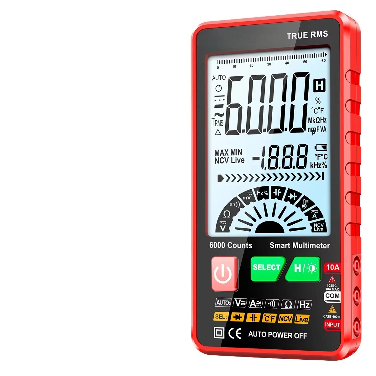 Multimeter Mini Portabel 616 Layar Besar Lampu Latar Digital Cerdas 6000 Hitungan Alat Uji AC/DC Multimeter Portabel