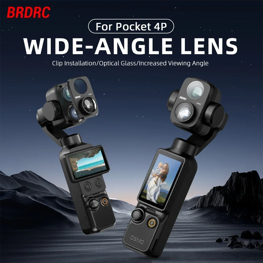 BRDRC Weitwinkelfilter für DJI Osmo Pocket 4P Kamera Zubehör Aufsteckbarer Weitwinkel-Optikglasfilter – Detail 1