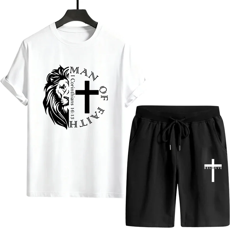 Casual Cool Single Piece Men's Tracksuit Short-sleeved T-shirt Drawstring Sports Short Quality Versatile Summer Outdoors Jogging