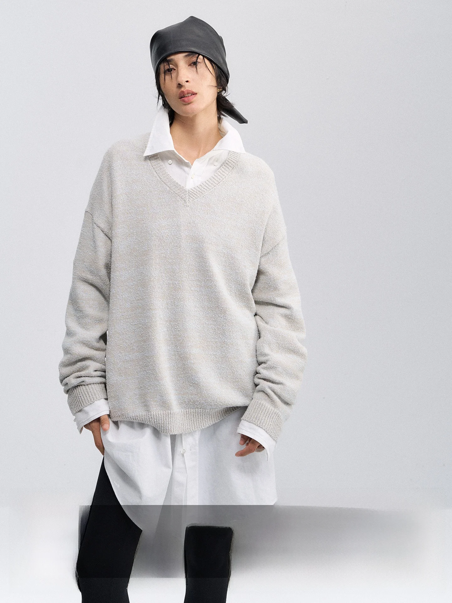 

Свитер Ayuko Casual из трикотажной хлопковой пряжи, свободного кроя, с V-образным вырезом, длинными рукавами, осенняя мода