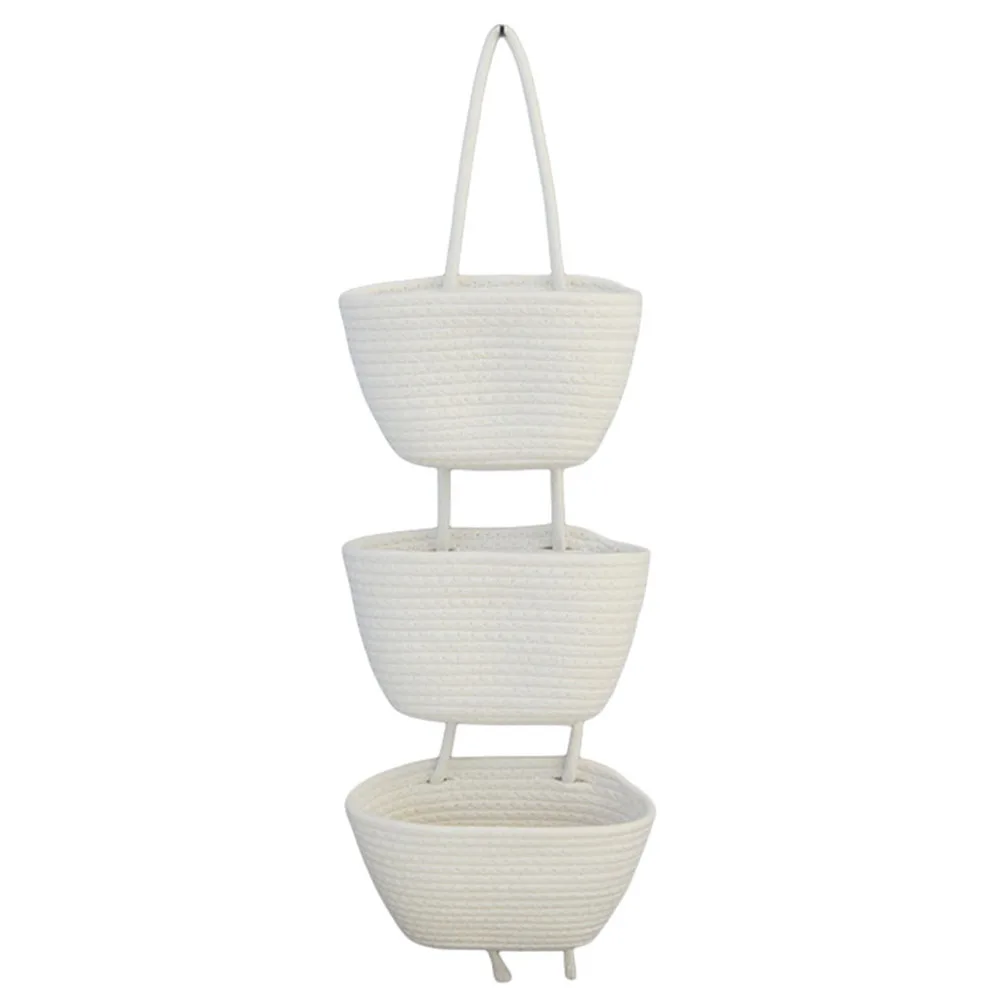 Hanging Organizer 3-tier Wall Basket Maintains Shape Three-tier Organizer Space-saving Design Easy Installation
