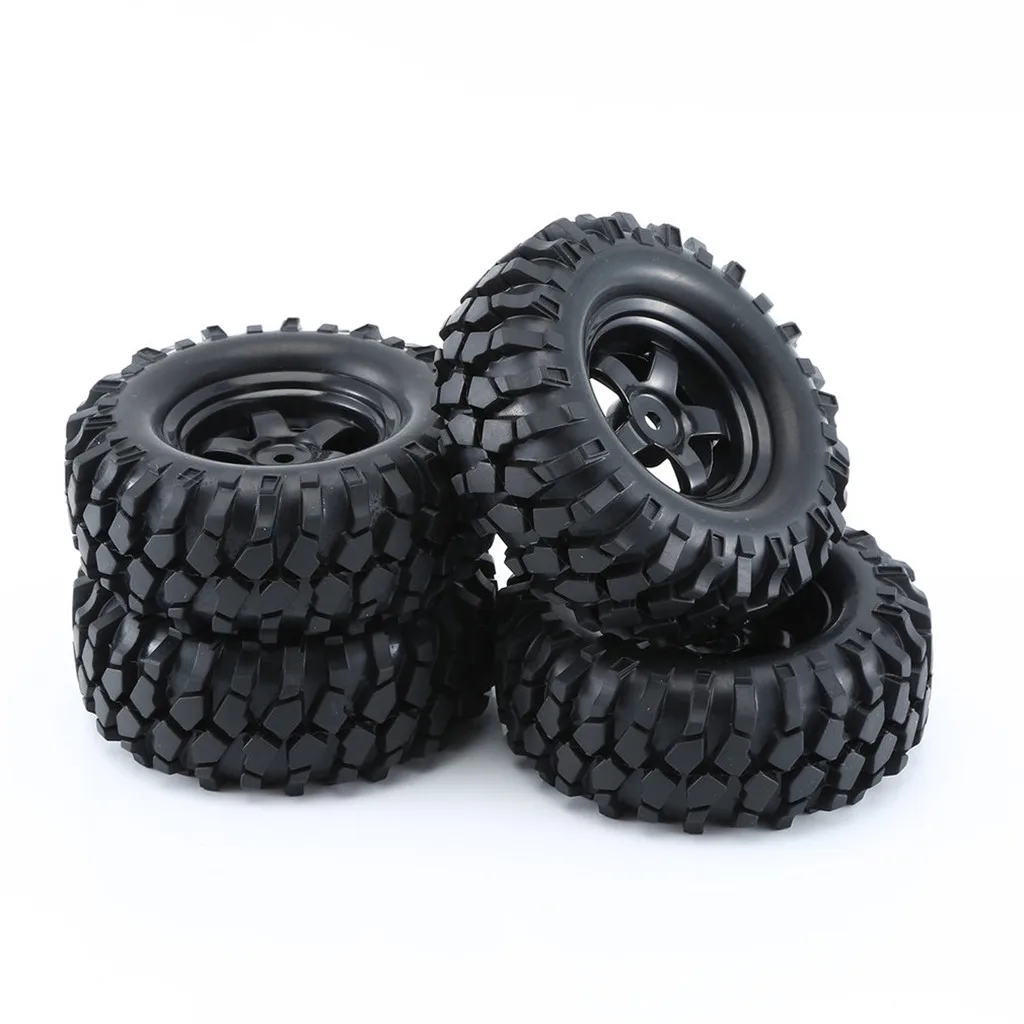 RCXAZ 4Pcs 96mm 110mm 1.9 Inch Rubber Wheel Rim Tire Beadlock for 1/10 RC Crawler Car HSP Redcat Traxxas AXIAL SCX10 90046 RC4WD