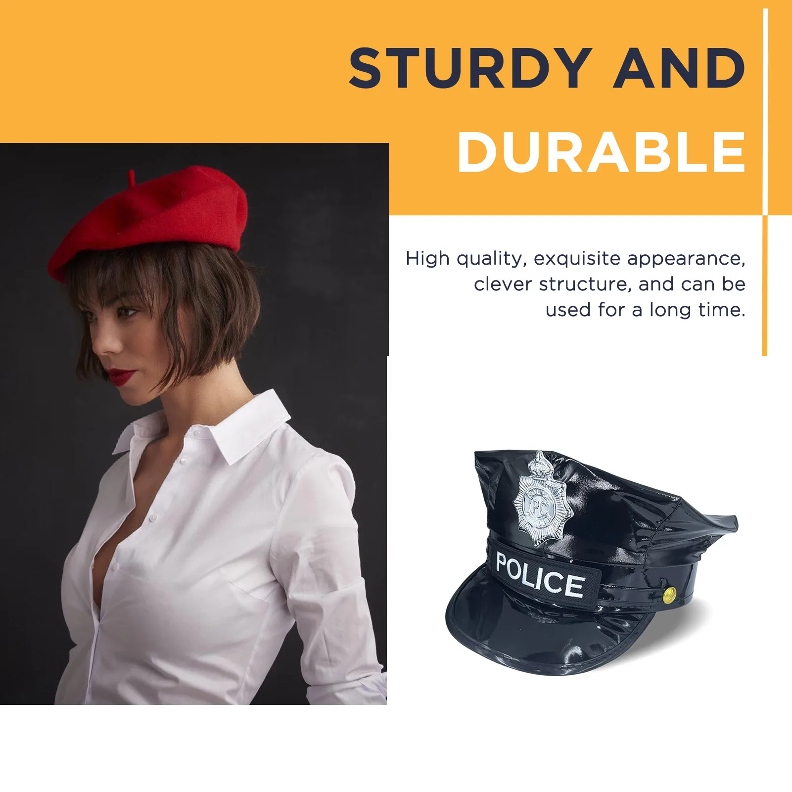 Classic Hat Octagonal Costume Cap for Cosplay Party Uniform Accessories Black Leather Headwear for Adults Men Women