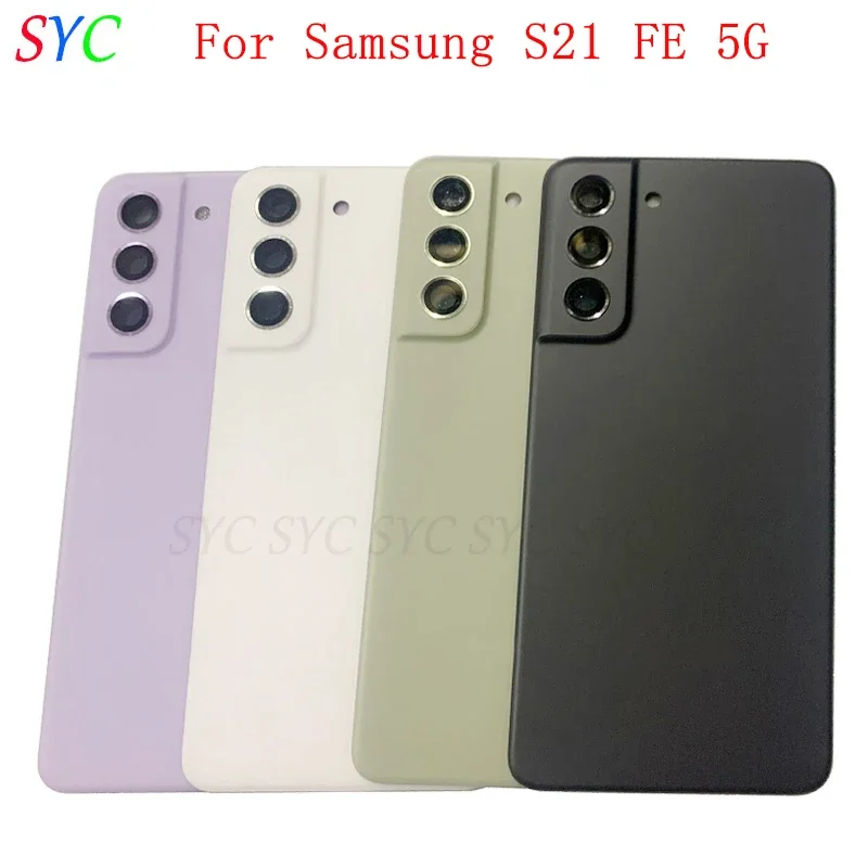 

Back Door Battery Cover Housing Case For Samsung S21 FE 5G G990 Rear Cover with Camera Lens Logo Repair Parts