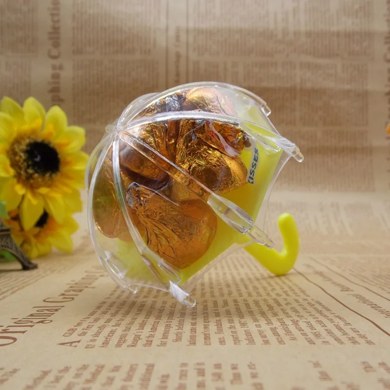 Mini Transparent Umbrella Wedding Candy Box Creative Plastic Umbrella Candy Storage Box Wedding Birthday Party Gift Box - Detail 1