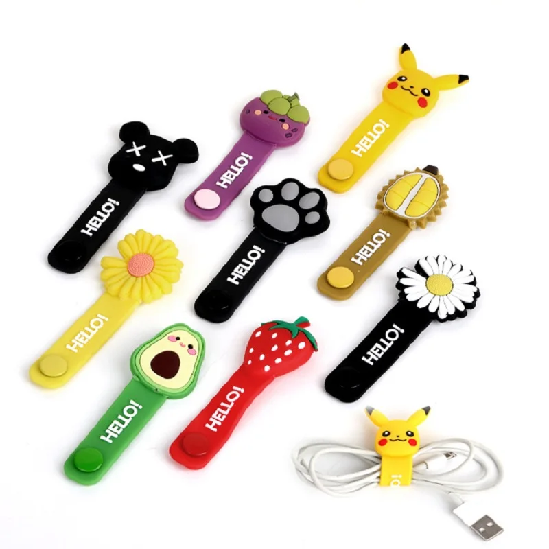 Cartoon Data Cable Reusable Cable Clips Cable Organizers Cords Organizer Management Keeper Wrap USB Holder Straps Wire Ties