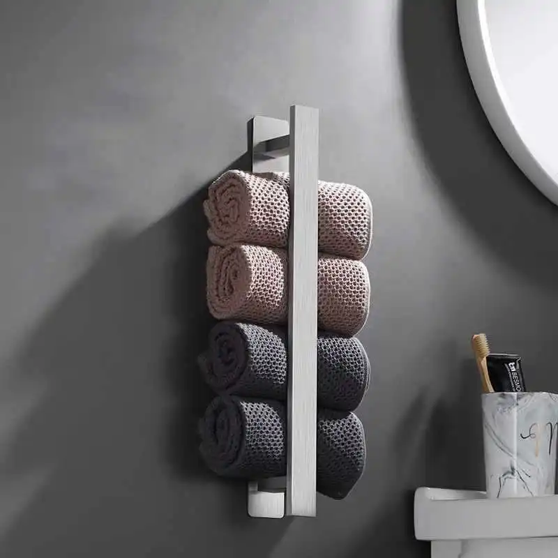 

Stainless Steel 304 Wall-Mounted Towel Rack No Punching Simple Bathroom Single Bar Towel Holder Hygienic Bath Towel Rack