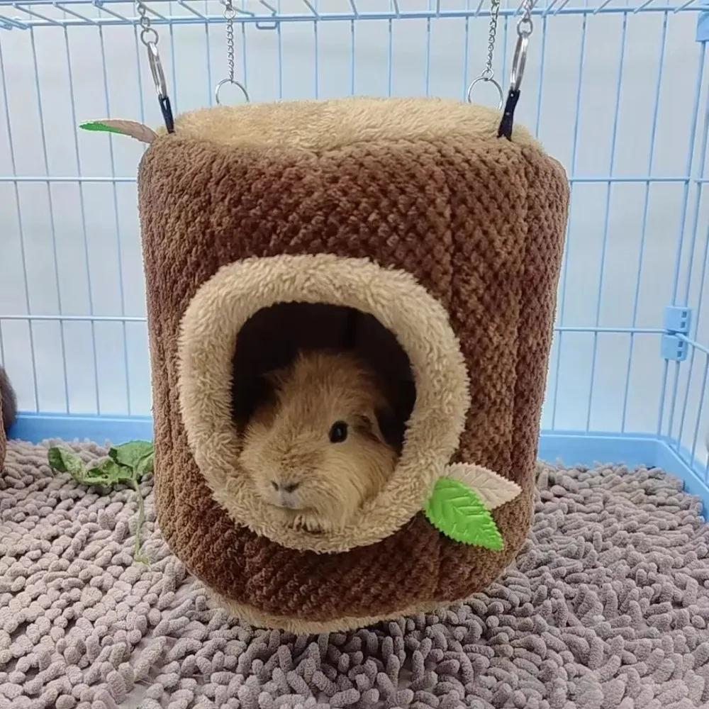 New Guinea Pig Ferret Tree Stump Shape Hammock Squirrel Rabbit Winter Warm Hamster Nest Cotton Small Animals Hang Beds
