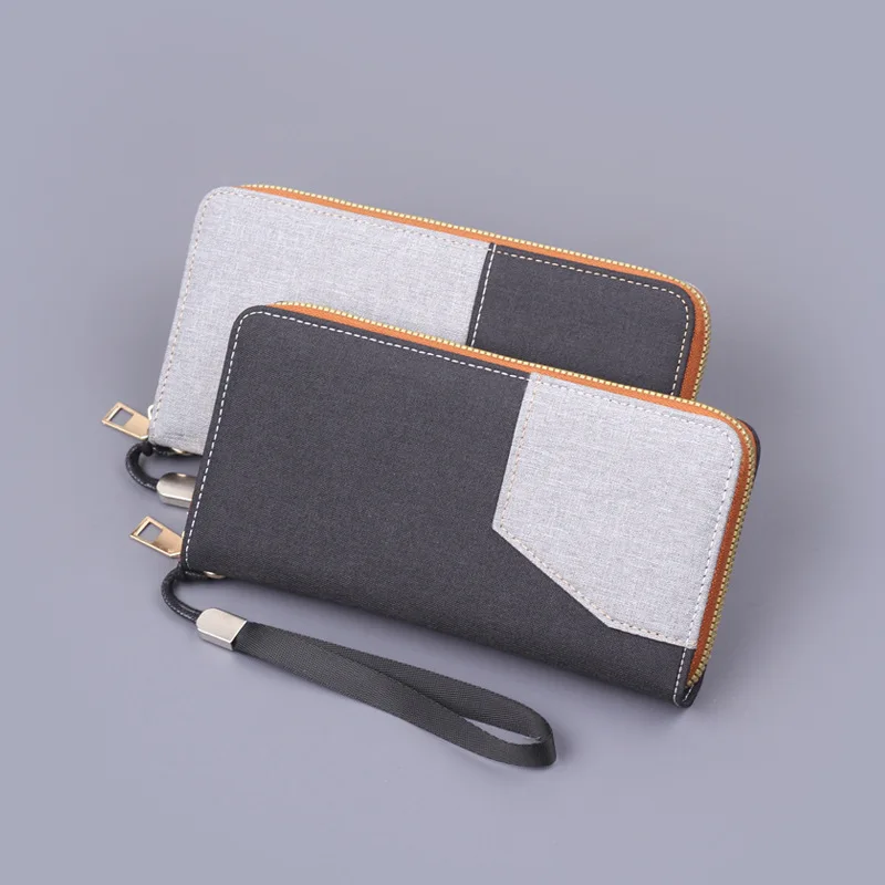 

Casual Men Wallet Long Thin Wallet Canvas Clutch Bag Men's Credit Card Holders Student Coin Purse wristband Wallet