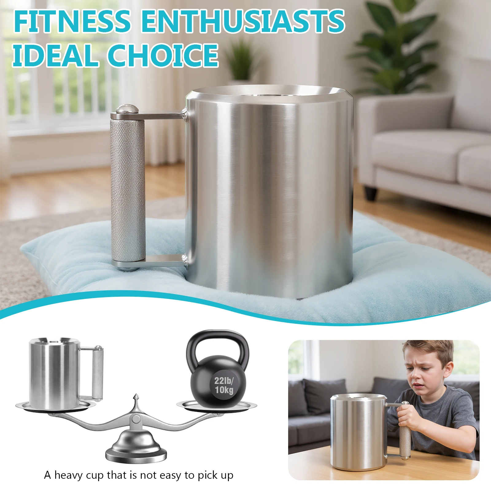 10kg Extra-Heavy Water Cup Anti-Slip Heavy Duty  Mug Wear Resist Strength Training Dumbbell Cup Gag Gift for Friend