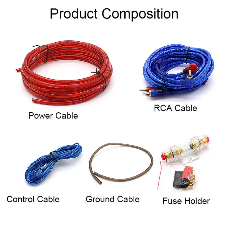 Factory Supply Car Audio Accessories 1200W Amplifier Wiring Kits 8GA 10GA for choose Speaker Cable Kit for Car Subwoofer