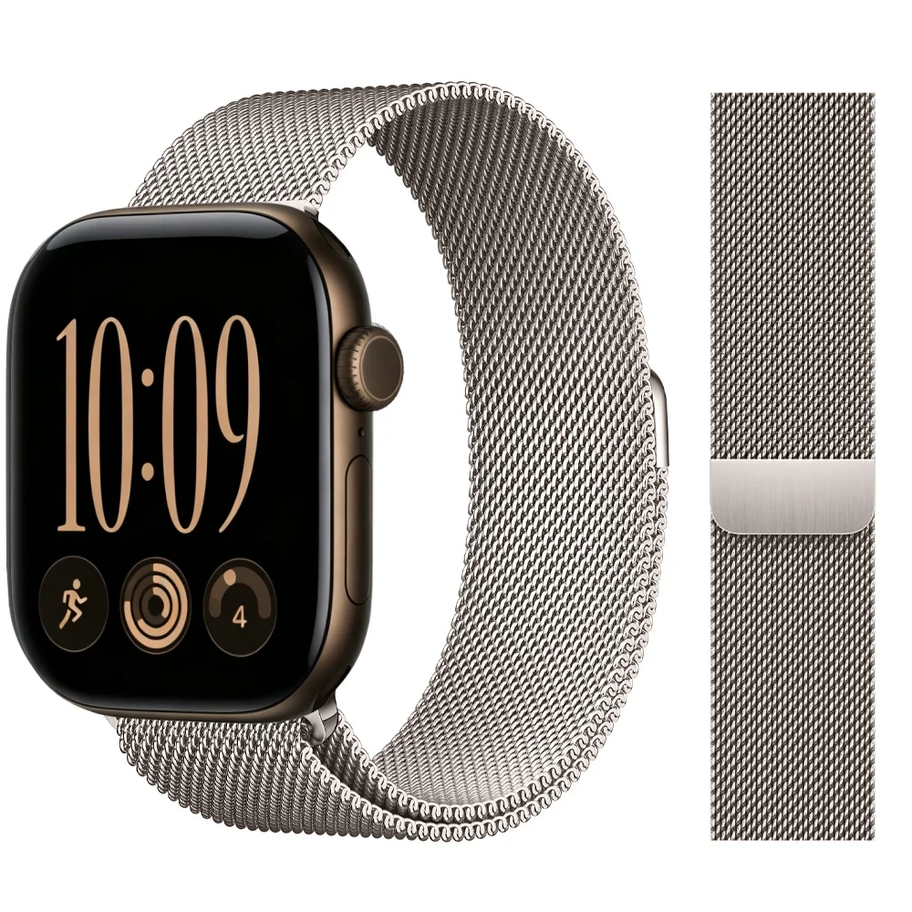 Milanese band voor Apple Watch, 46, 42, 44, 40, 45 mm, originele metalen band, geschikt voor iWatch Series 12, 11, 10, 9, 8, SE, Ultra 3, 4.
