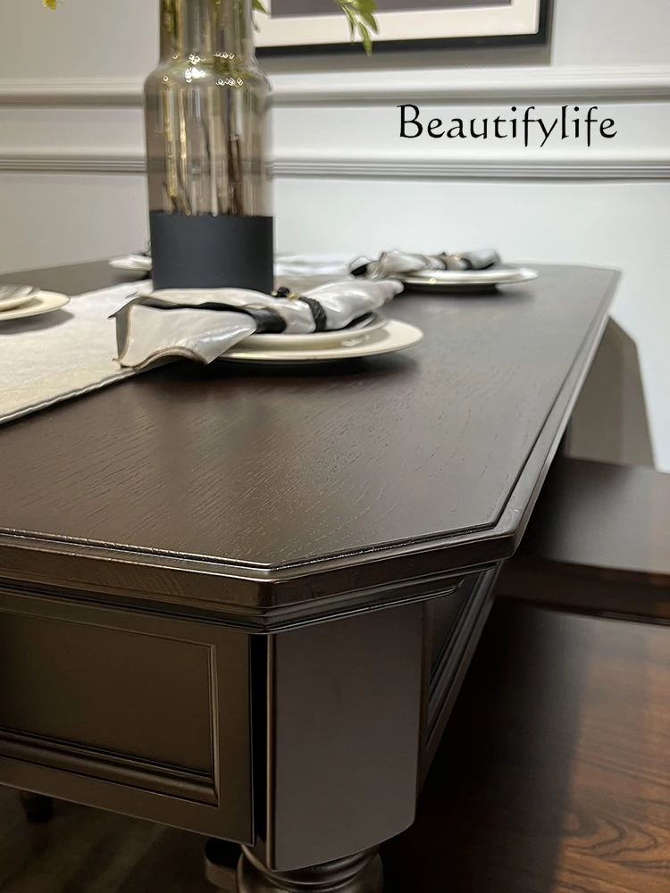 muebles para hogar American-Style Solid Wood Dining Table Household Small Apartment Dining Tables and Chairs Set Log Table Recta