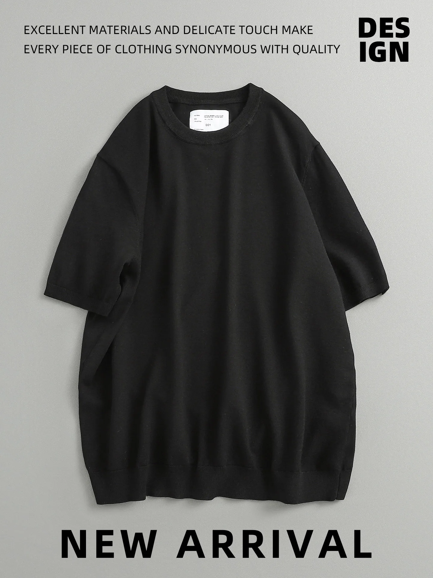 

Summer Japanese Retro Trendy Simple Basic Loose Casual Knitted round Ne ort Sve T-irt for Men Youth ular Sle