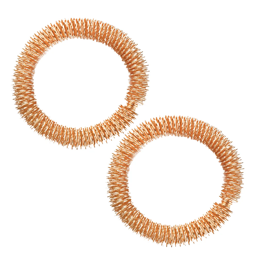 

2 Pcs Massager Wrist Ring Chinese Health Care Metal Rings Golden Acupressure Massagers