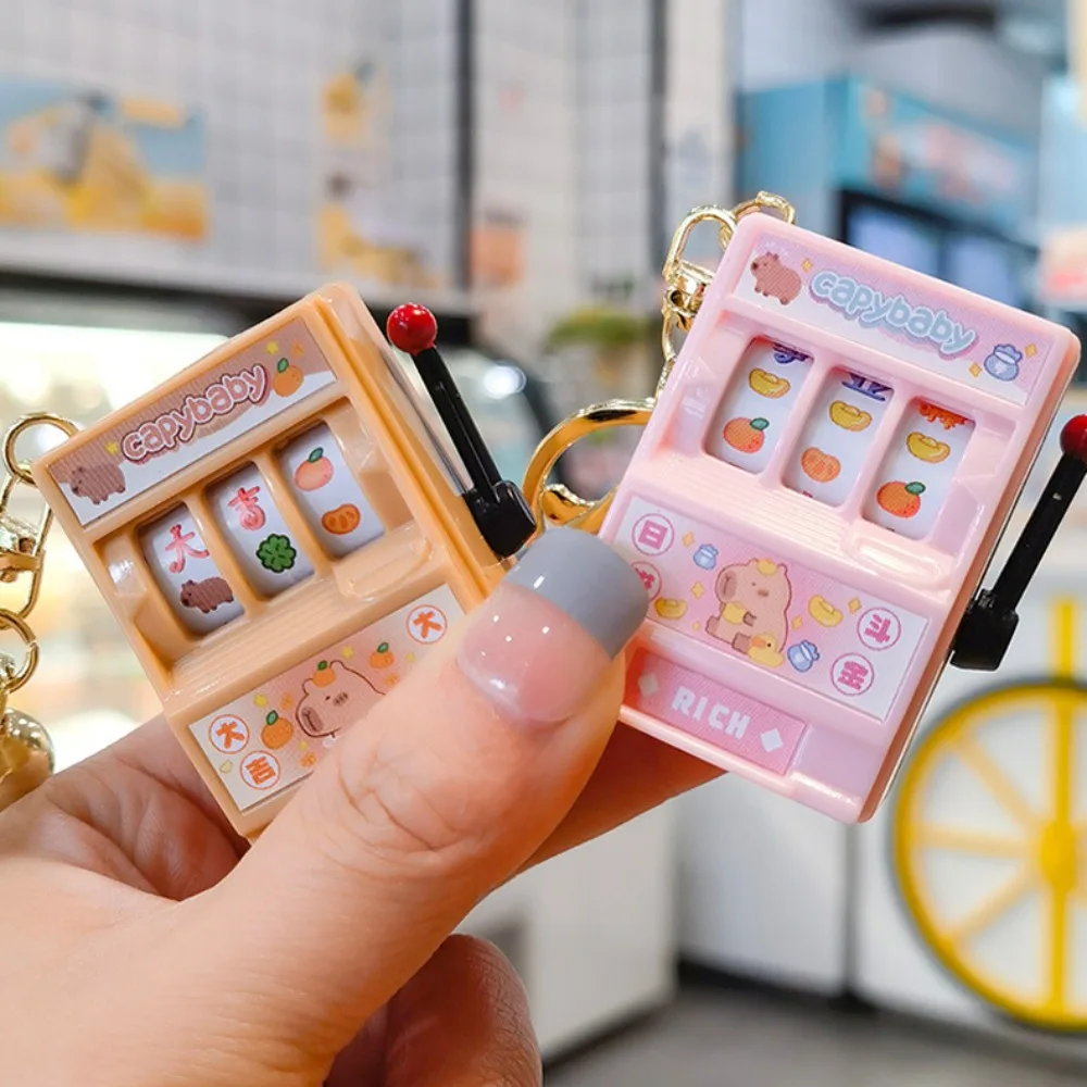 Capybara Capybara Machine Keychain Playable Lucky Fruit Machine Mini Game Machine Keyring Rocking Game Shake Toy