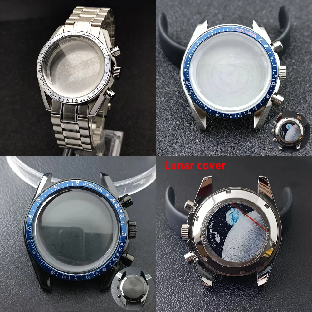 39.7mm Case Stainless Steel Case Fit VK63 VK63A Movement Case Sapphire Crystal Glass Case 20mm Strap