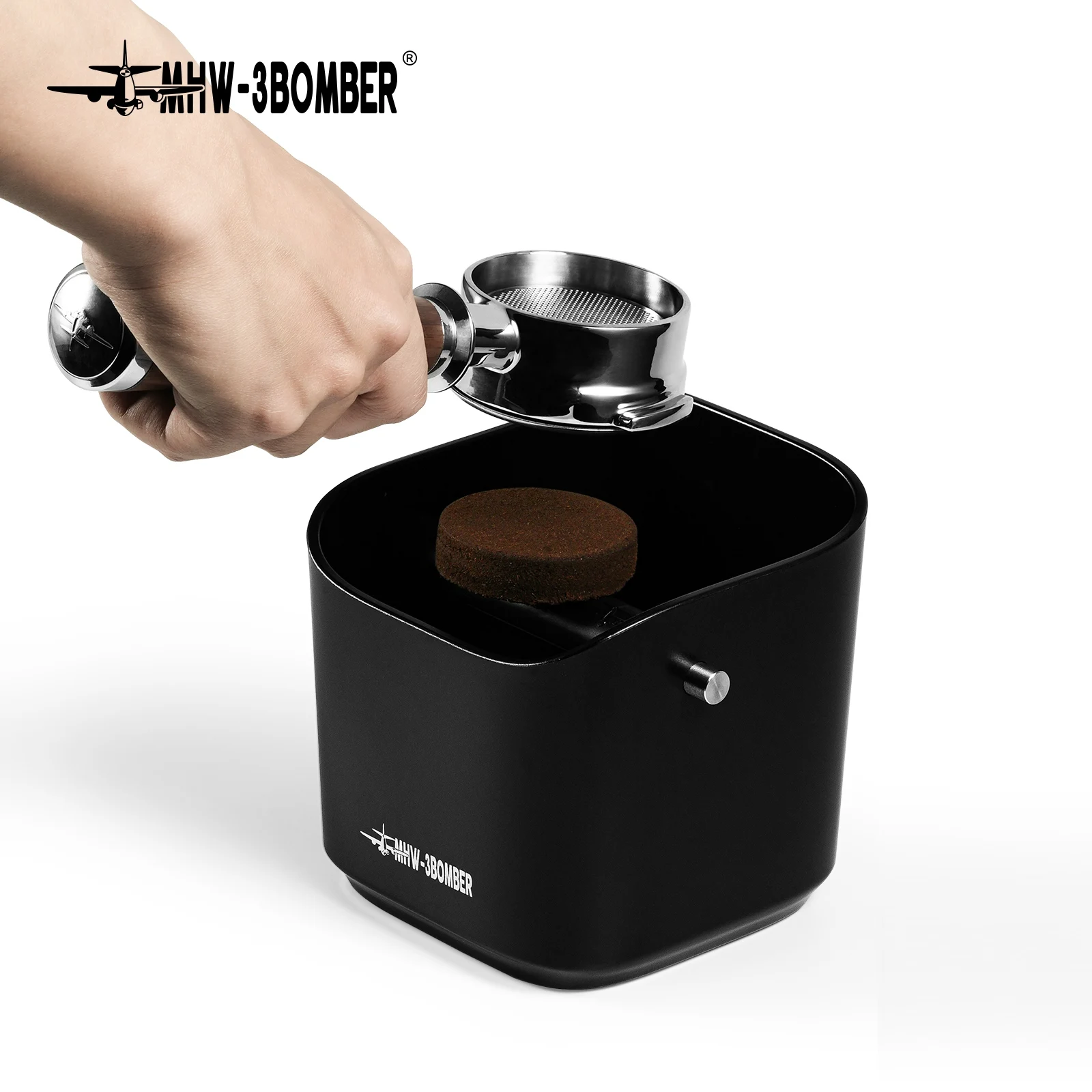 MHW-3BOMBER Knock Box 1.2L Coffee Knock Box with Removable Knock Bar & Anti-slip Pads for Coffee Ground Espresso Accessories