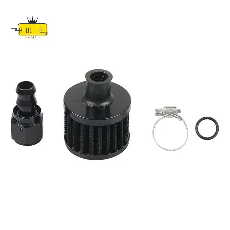 ABIB -Universal 12Mm Small Motorcycle Cold Air Intake Filter Kit Crank Case Vent Cover Breather With Push Ends Straight AN8