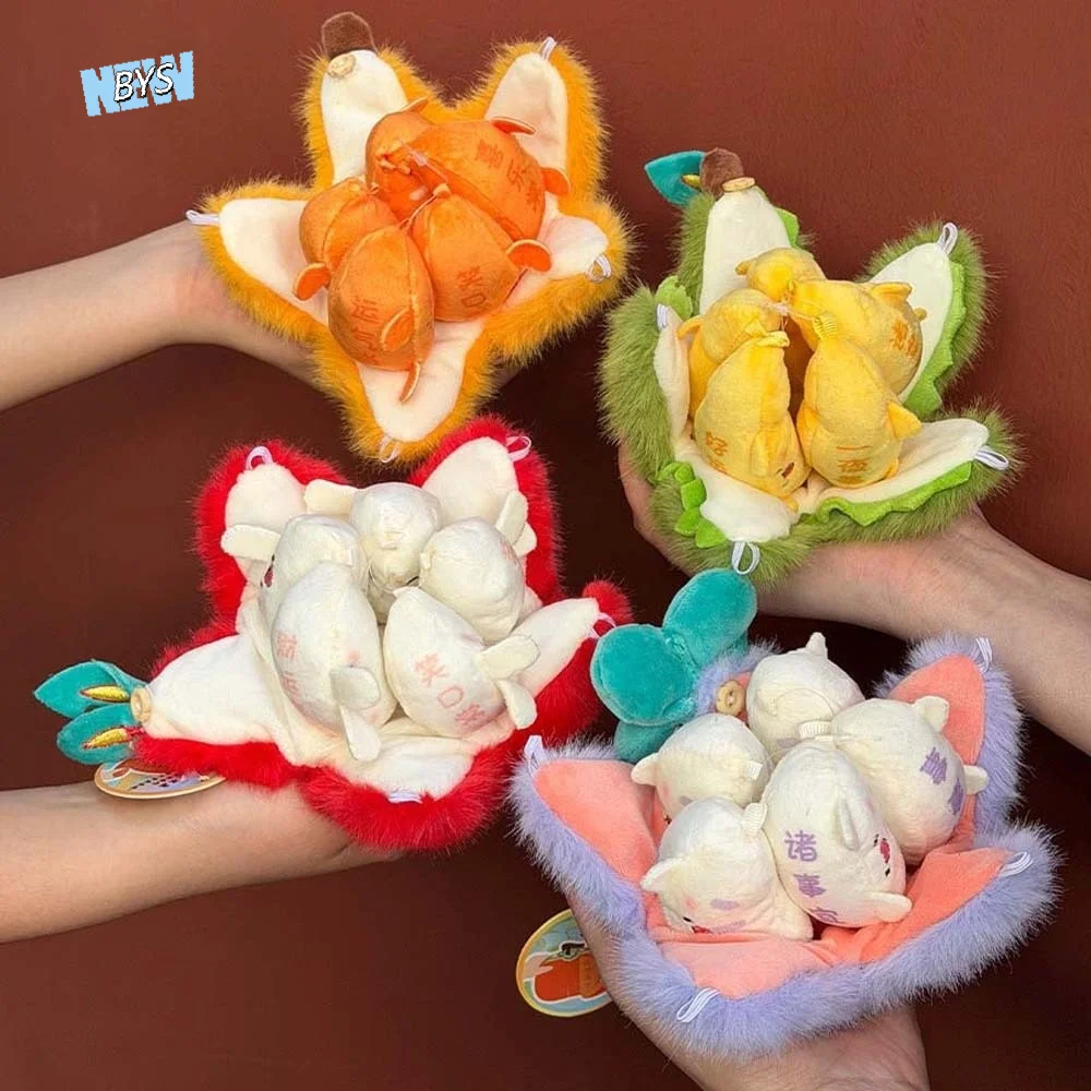 

Daily Soft Peelable Fruit Key Chain Mangosteen Durian Creative Tangerine Key Ring Polyester Cartoon Plush Doll Pendant Women