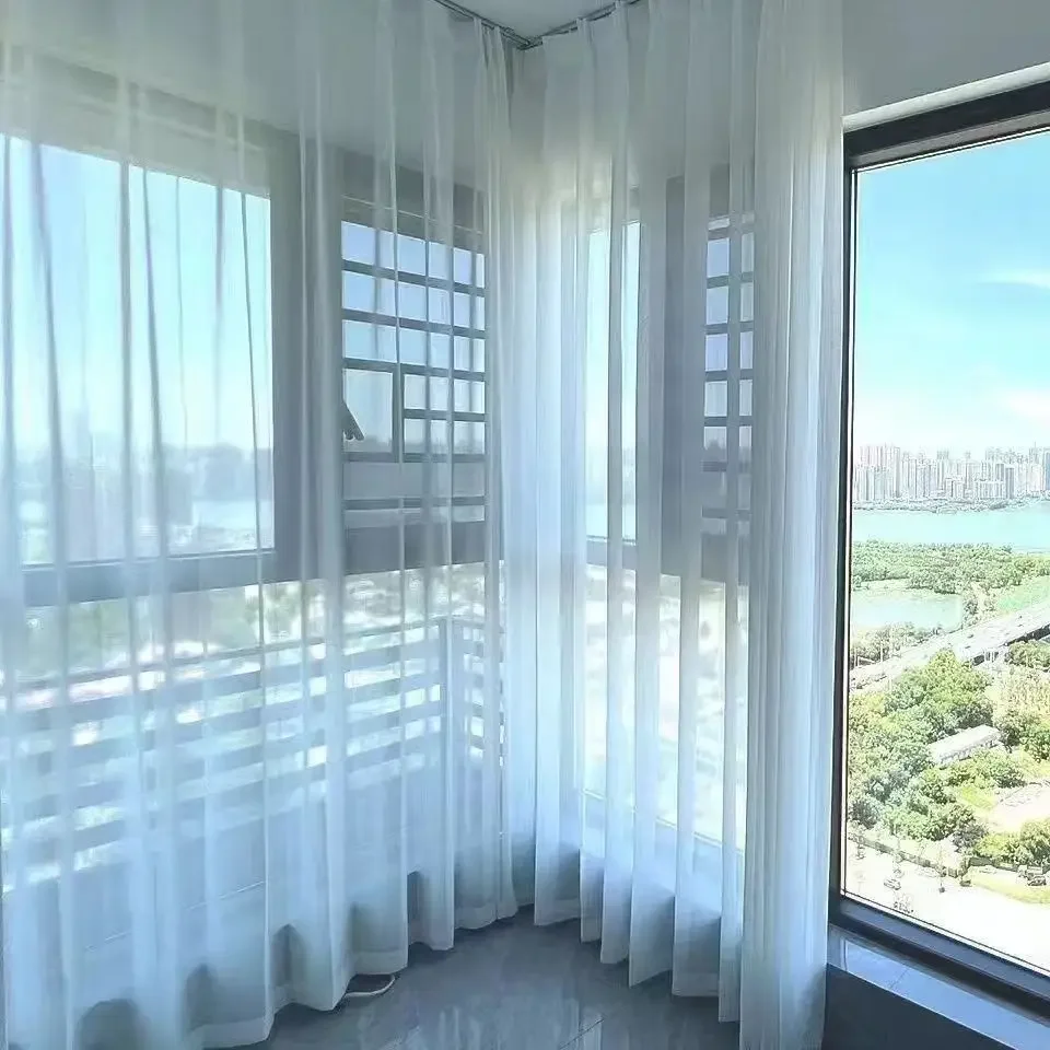 S-Falten Weiße Tüll-Gardinen für Wohnzimmer, Esszimmer, Schlafzimmer – Transparente Voile für Fenster, Modische Elegante Türvorhänge – Detail 11