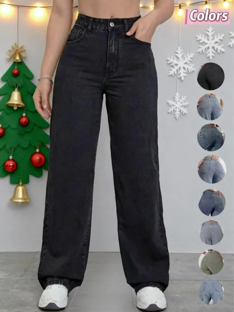 Женские свободные прямые джинсы в винтажном стиле