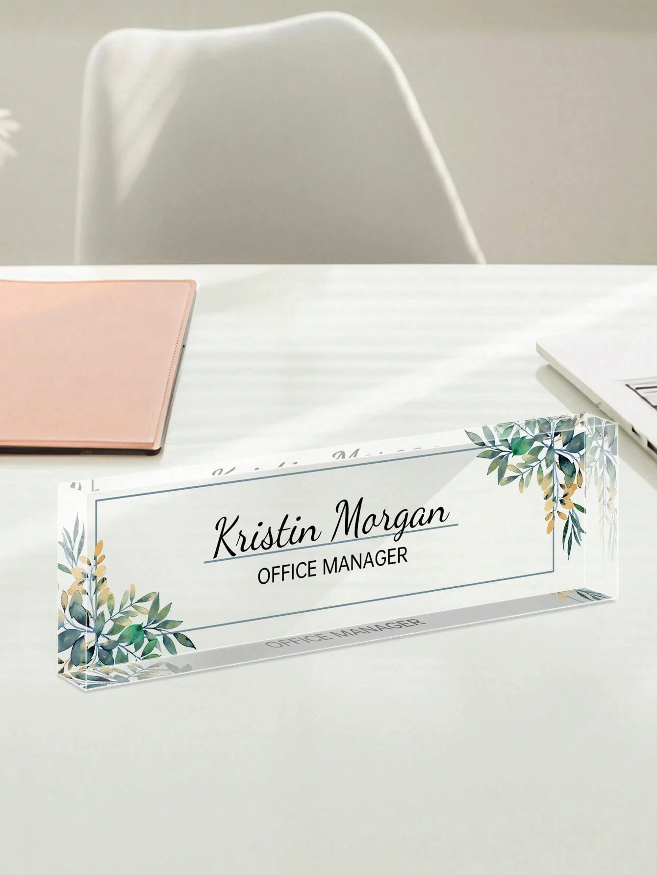 لوحة اسم أكريليك مخصصة مقاس 20*6 سم للمكتب، 12 أنماط زهرية، هدية تخرج مخصصة للمكتب للجميع، العودة إلى المدرسة