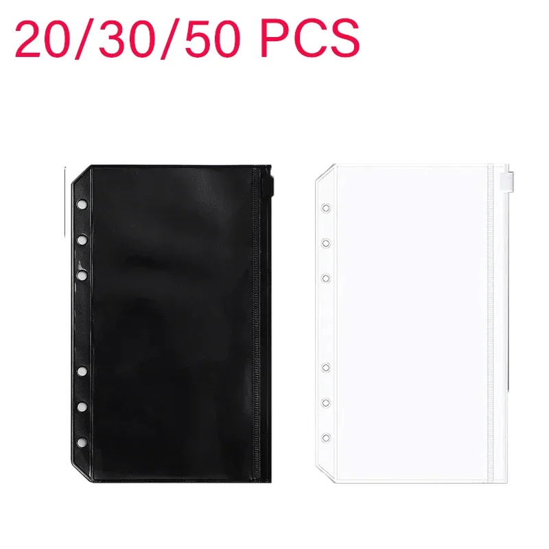 20/30/50Pcs 6-Holes Transparent Waterproof PVC Binder Inserts Binder Envelopes Photos Collection of Banknotes A6 Binder Pockets