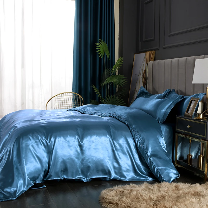 Solid satin Duvet cover Full Twin Full King Queen skin friendly cover can be customized 230 * 260