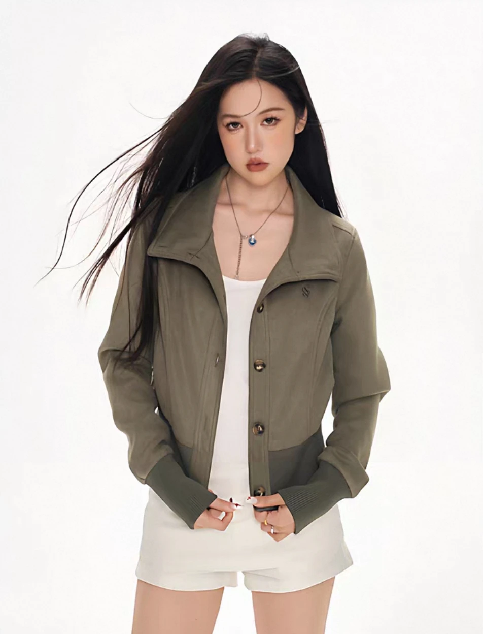 

Bomber Jackets Hardcore Womens Autumn Multi-Functional Multi-Pockets Patches Spliced Split Slouchy Baggy Loose-Fitting Wide Warm