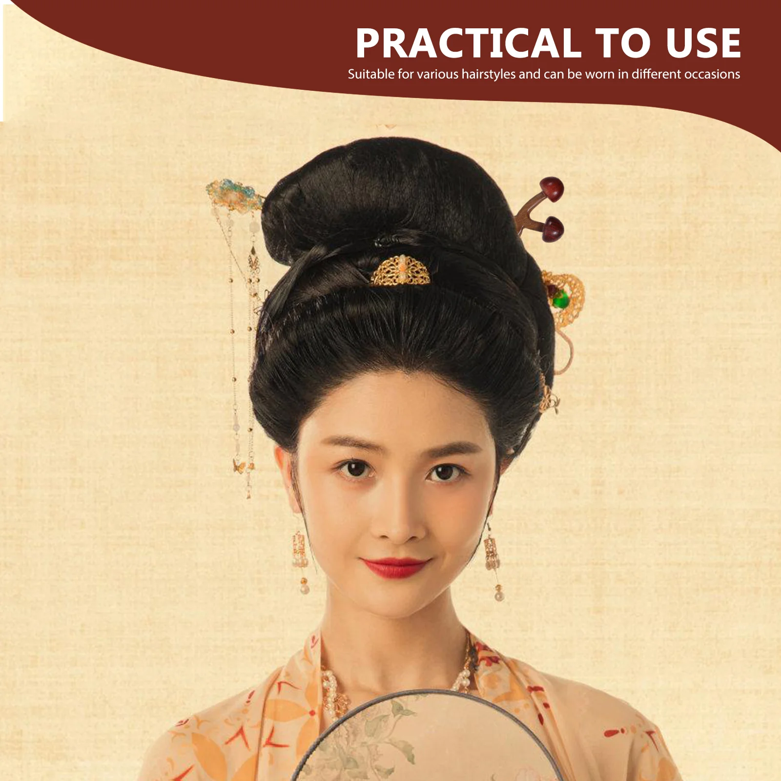 Szczypce do włosów w kształcie litery U z zielonego drzewa sandałowego, drewniane, z motywem grzybów, vintage, do zaplatania, akcesoria do stylizacji włosów.