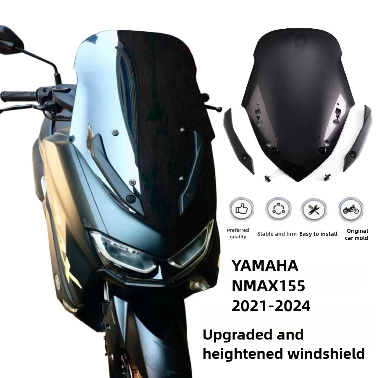 

Motorcycle Wind Guard Airflow Deflectors Visor Windshield Windscreen For Yamaha NMAX 125 NMAX155 2021 2022 2023 2024