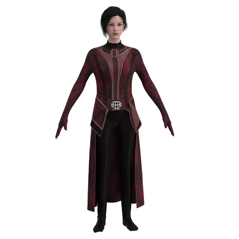 Sky06 Wanda Maximoff Cosplay Multiversum Van Madness Scarlet Witch Kostuum Jumpsuit Kroon Hoofddeksel Mantel Cape Volledige Set Endg66liU &