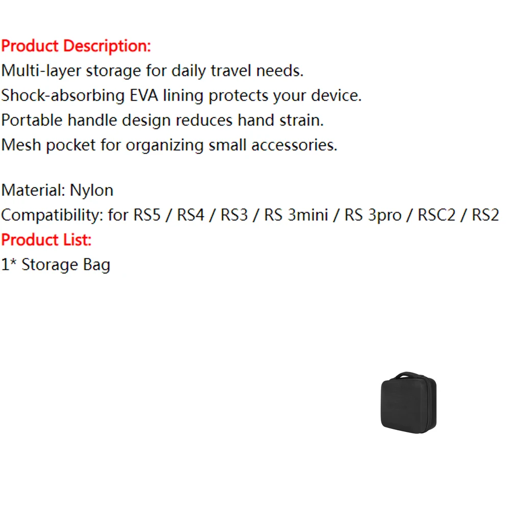 

Carrying Case for DJI RS3/4/5/3mini/3pro/C2/2 Storage Box Gimbal Stabilizer Accessory Organizer Bag Shockproof Protective Cover