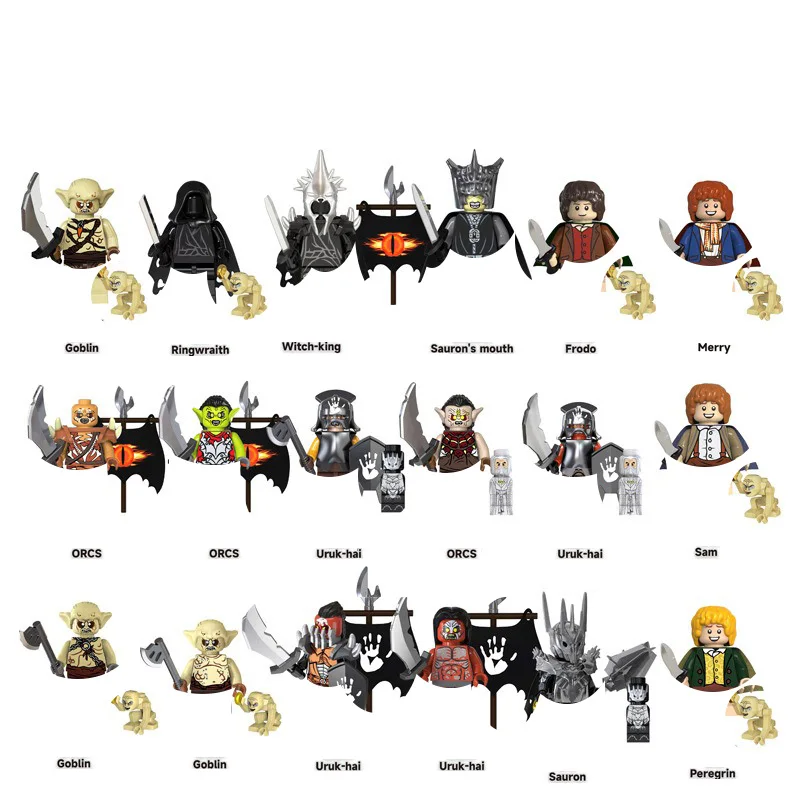 

Fantasy Monster Minifigures Sauron Ringwraith Orcs Uruk-hai Building Blocks Action Figures with Weapons Collectible Set