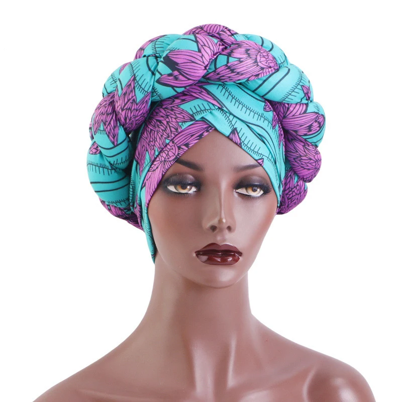 African Headtie Bonnet Hat Turban for Women Muslim Head Wrap Nigerian Scarf Braid Hijab Femme Chemo Caps Cover Muslim Hijab