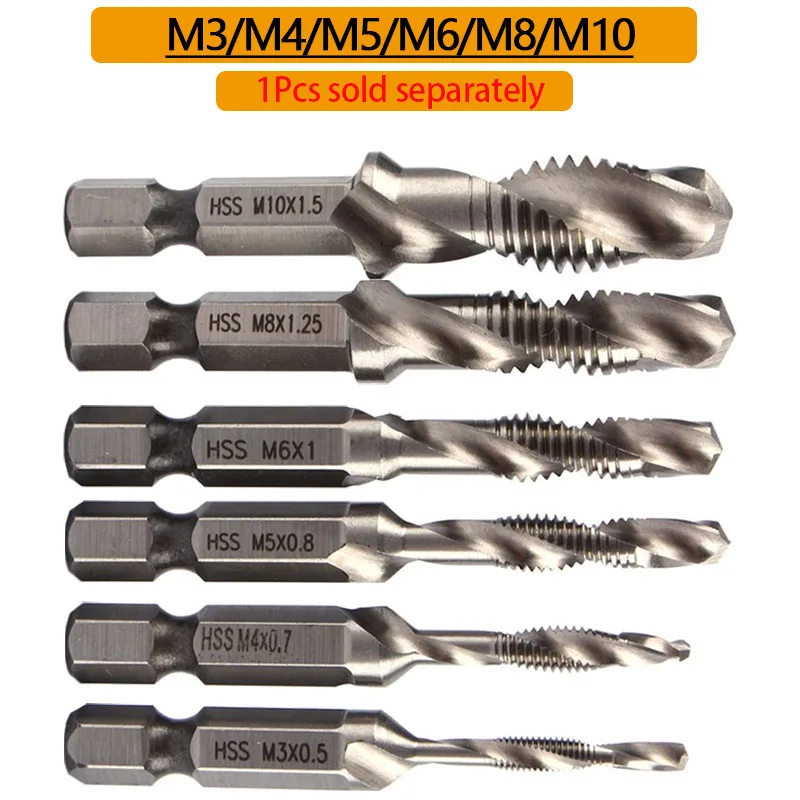 1Pcs Tap Drill Bit Set Hex Shank HSS Screw Thread Bit Screw Machine Compound Tap M3 M4 M5 M6 M8 M10 Hand Tools