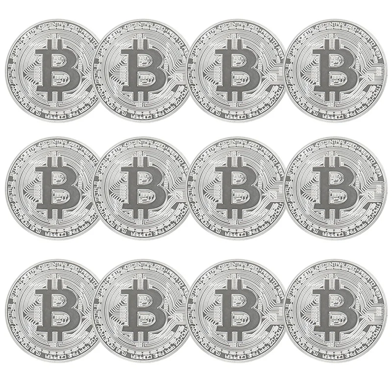 12PCS Bitcoin Coin Gold And Silver 40MM Treasure Hunt Game Metal Fidget For Adults Kids Stress Toy Anxiety Commemorative Gifts