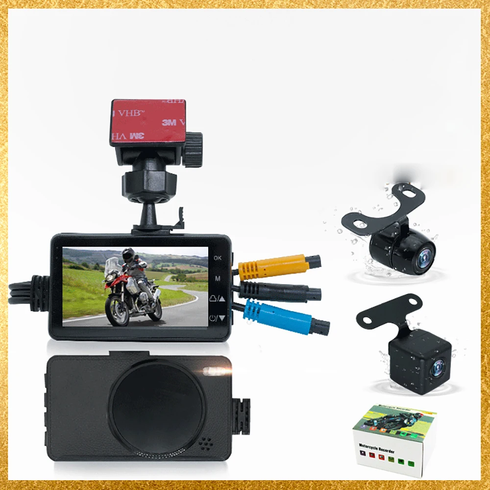 Motorcycle Dual Camera DVR Motor Dash Cam with Special Dual-track Front Rear HD Waterproof Moto Driving Recorder Cycle Video