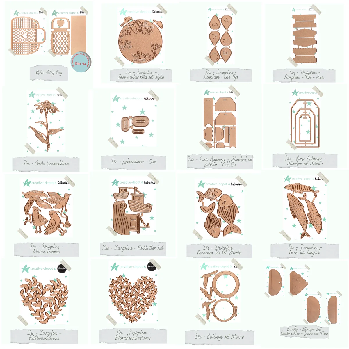 Retro-Jelly-Bag-Tags, Möwe, Fisch, Blatt, Herz, Lasche mit Heck, Stanzformen für neue 2025, Scrapbooking, Kartenherstellung, Bastelbedarf