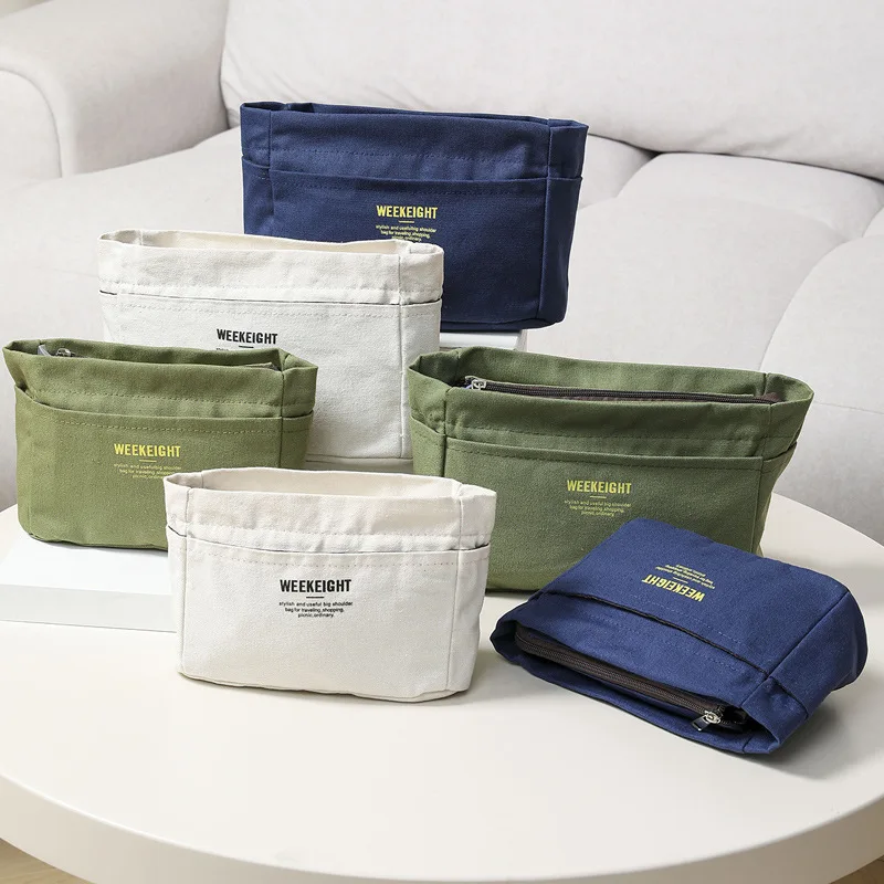 Drawstring Canvas Storage Organizers Multi-Pockets Liner Bag Lightweight Portable Travel Storage Bag