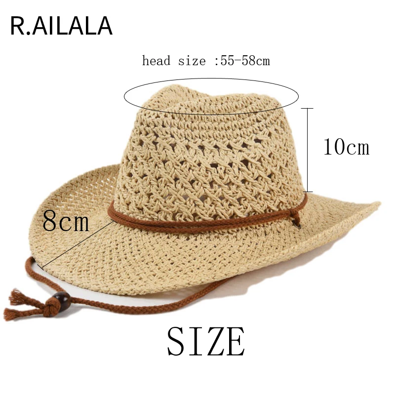 Panama Hat Summer Sun Hats for Women Man Hollow Out Beach Straw Hat for Men UV Protection Cap Chapeau Femme Women\'s Cowboy Hat