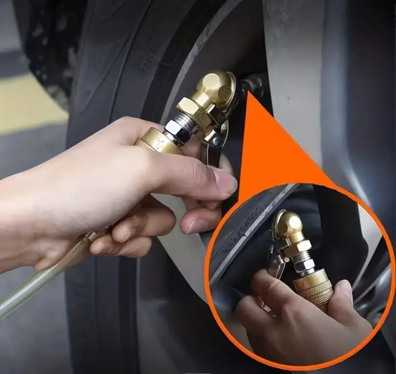 

Heavy Duty Locking Air Chuck With Built-In Gauge Tire Inflation Nozzle For Car Truck , Air Compressor Compatible