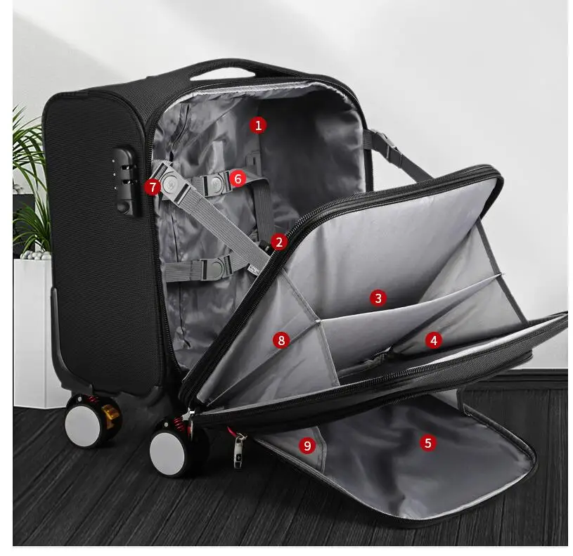 Men Business 18 inch Spinner Suitcase carry on hand Luggage bag On Wheels Travel Luggage Trolley bags laptop luggage suitcase