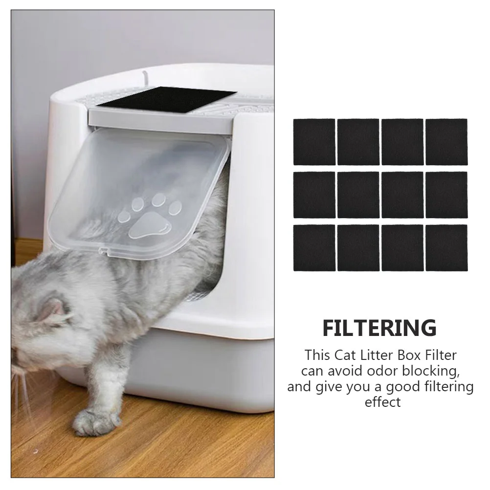 12 Pcs Cat Litter Box Filter Cotton Carpet Deodorizer Pad Deodorant Portable Activated Carbon Smell Professional